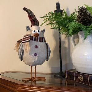 Farm House Decor Primitive Owl Winter Friends Owl with Hat and Scarf